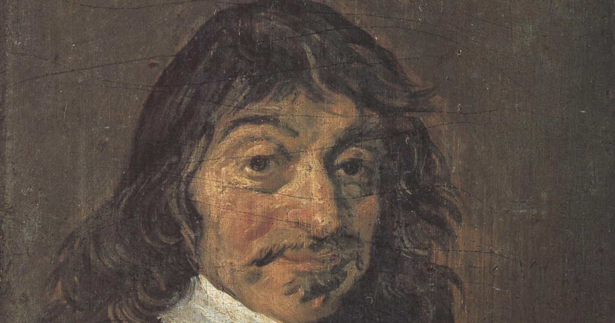 Portrait peint de René Descartes, vêtu de noir avec un col blanc