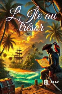 Couverture de L'Île au trésor, roman en français adapté au niveau A2