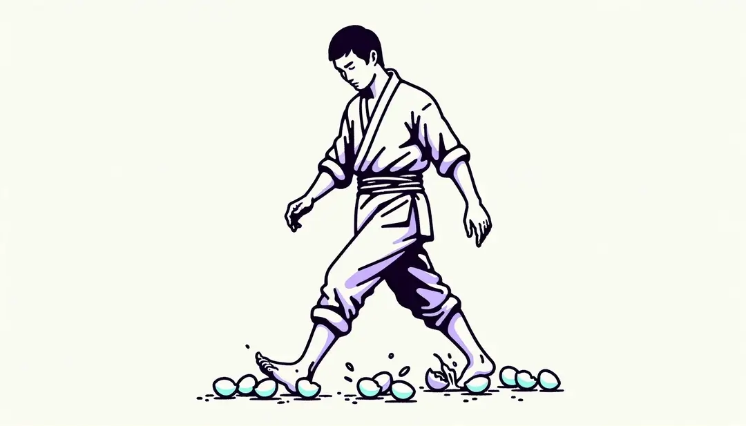 La curieuse expression « marcher sur des œufs » : signification, origine et usage