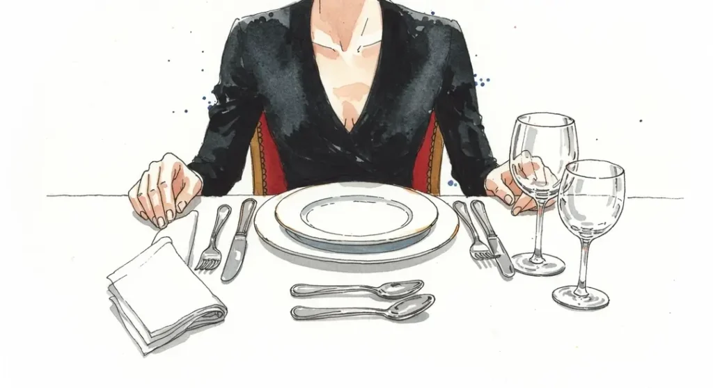 Scène illustrant l'étiquette à la table française