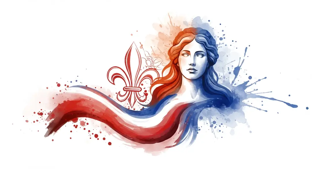 Illustration aquarelle représentant les Symboles de la France : découvrez ce qui définit son identité au-delà des clichés avec Marianne