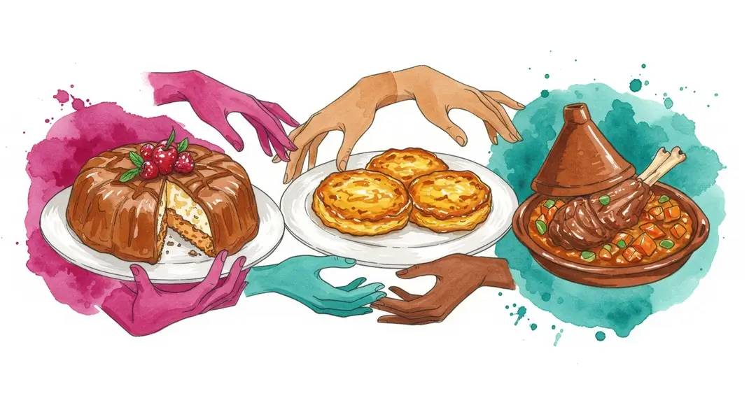 Illustration à l'aquarelle pour l'article sur les Fêtes religieuses françaises : comment la foi s’invite à table