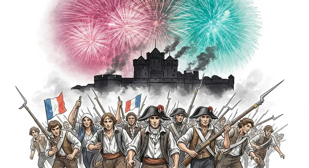 Una ilustración en acuarela que explica por qué el 14 de julio es tan importante para los franceses