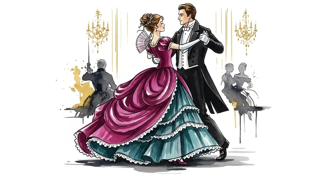 Illustration d'un couple en valse
