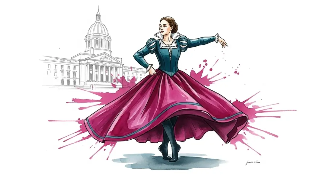 Illustration d'une femme en costume d'époque pour les fêtes historiques de Rennes