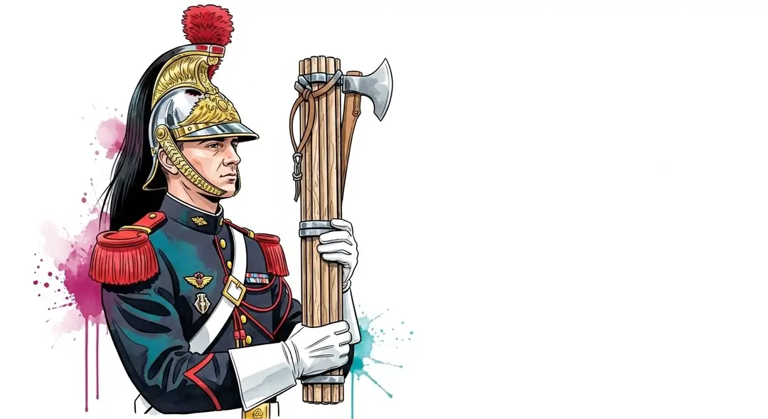 Illustration d'un Garde républicain tenant un faisceau de licteur