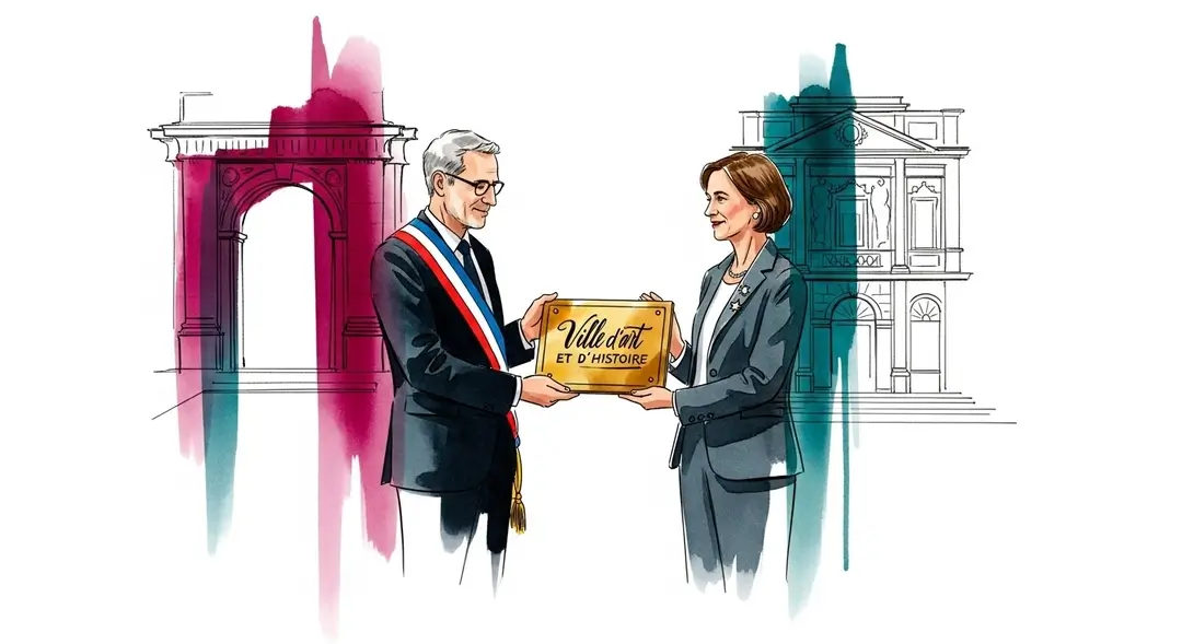 Protocole de la cérémonie Ville d'art et d'histoire avec la remise de la plaque officielle