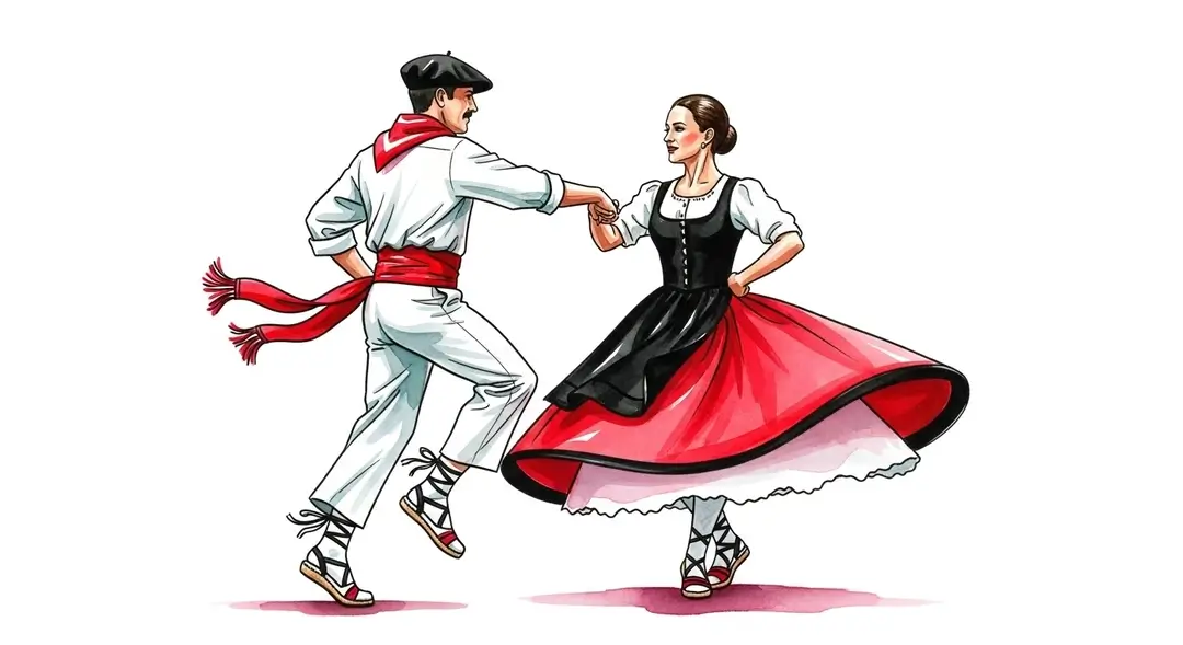 Illustration d'un couple exécutant une danse basque