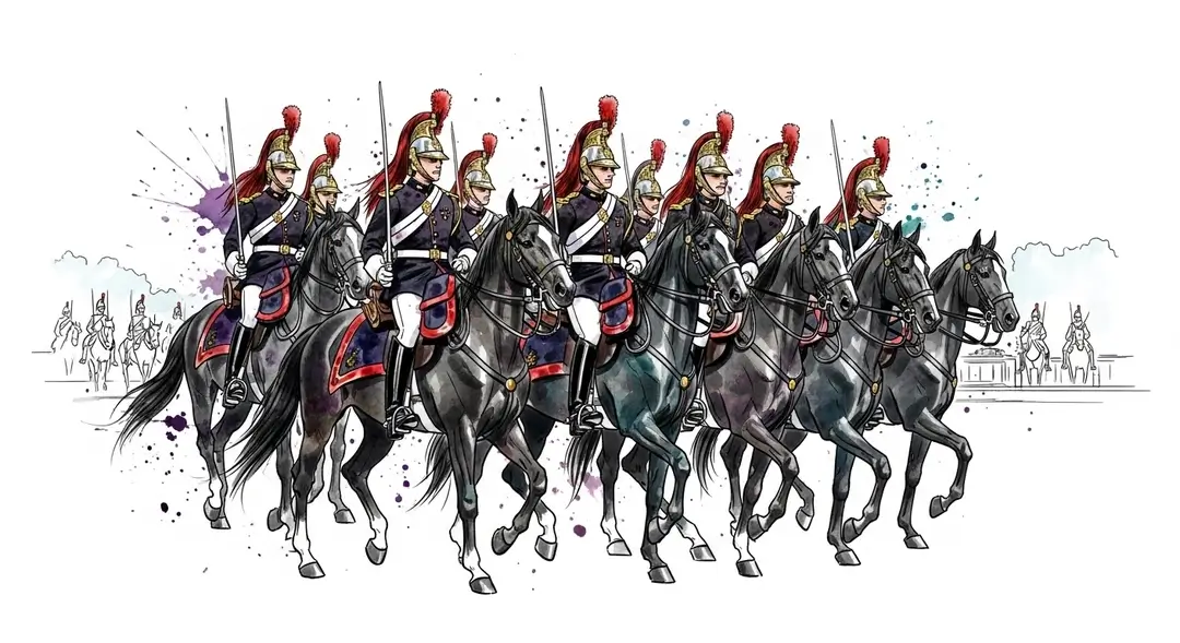 Illustration du défilé équestre de la Garde républicaine à Paris