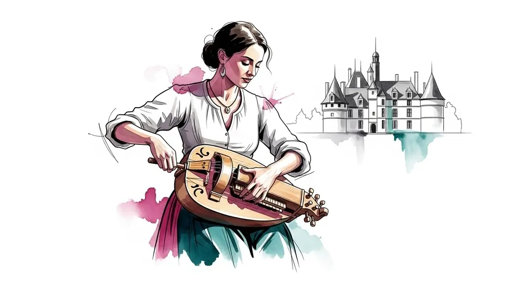 Une musicienne joue de la vielle à roue