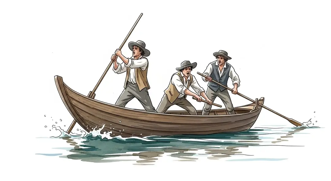 Une aquarelle du chant des mariniers de la Loire sur une gabare