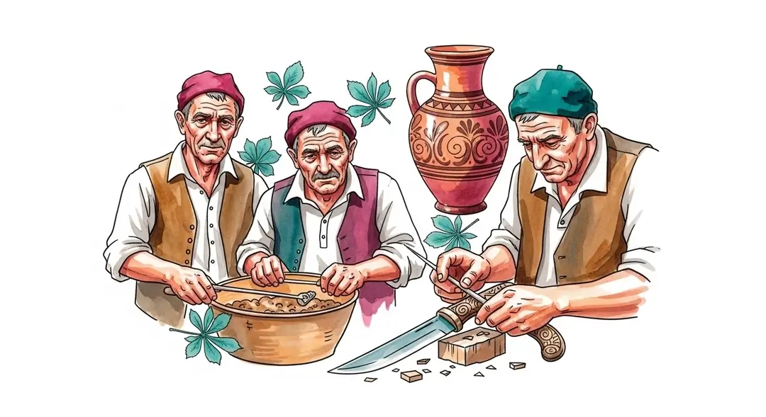 Illustration de la sauvegarde du patrimoine culturel corse : trois hommes chantent une paghjella
