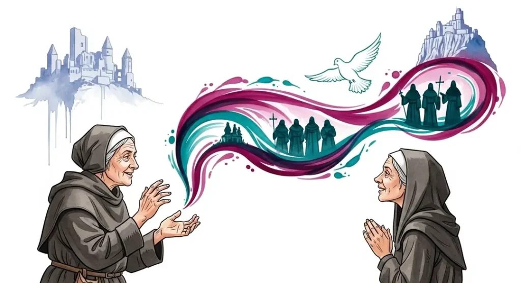 Une femme âgée illustre la transmission des légendes cathares par la tradition orale