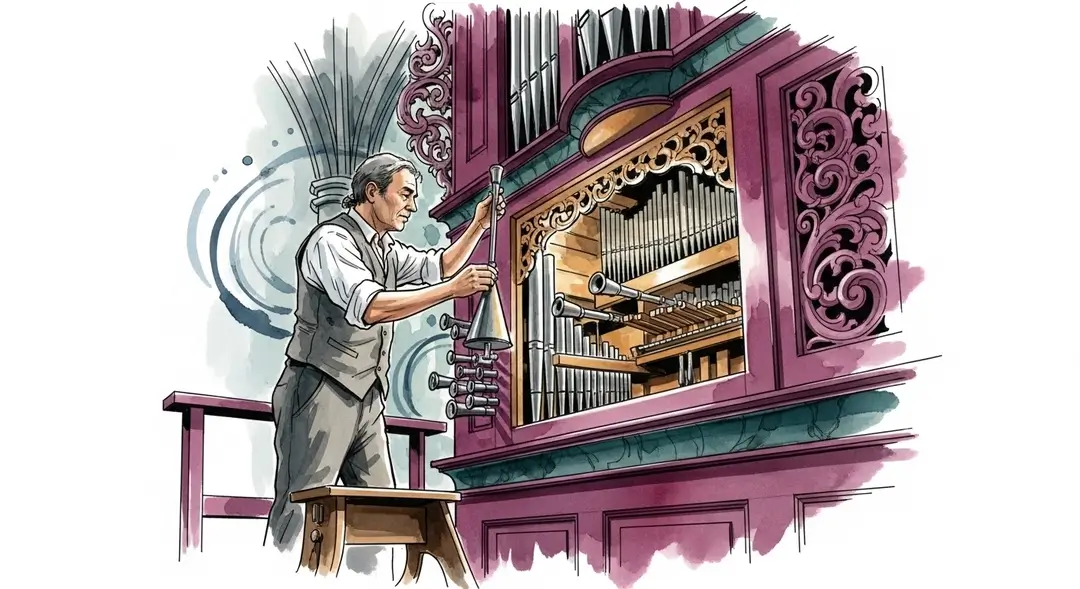 Illustration de la restauration d'un orgue baroque en Alsace