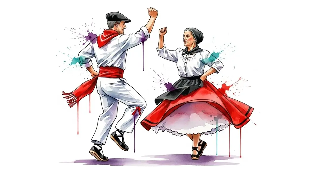 Couple de danseurs illustrant les fêtes et la culture basque