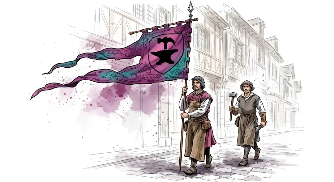Illustration de l'héritage des corporations de métiers dans les fêtes régionales