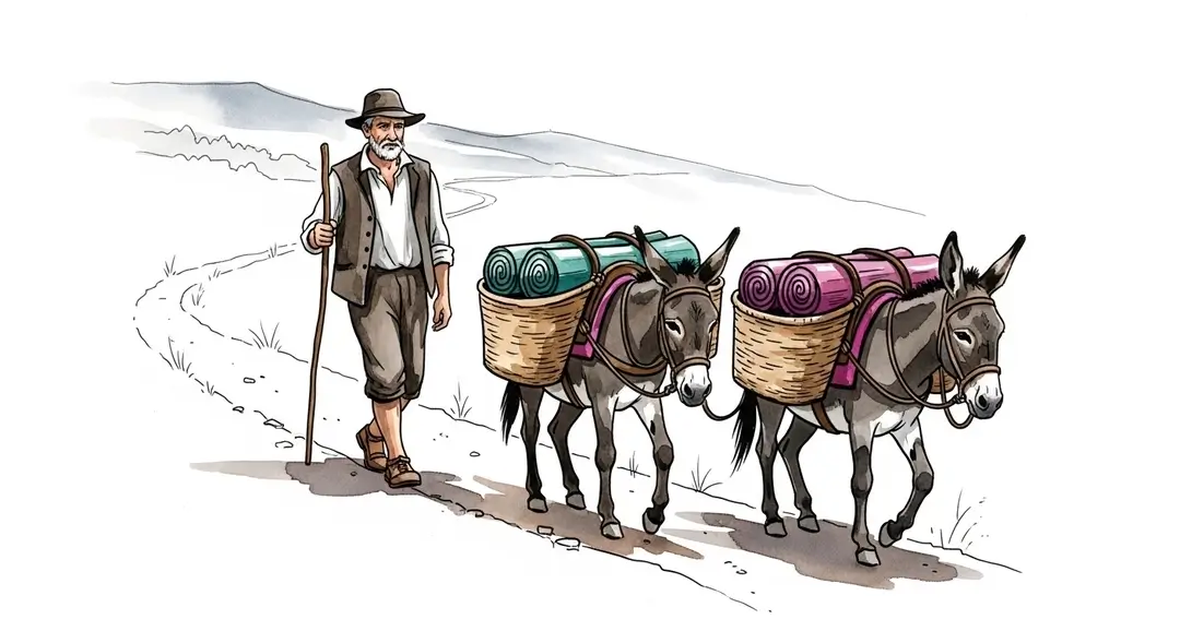 Un berger participe à la fête de la transhumance des ânes en Languedoc