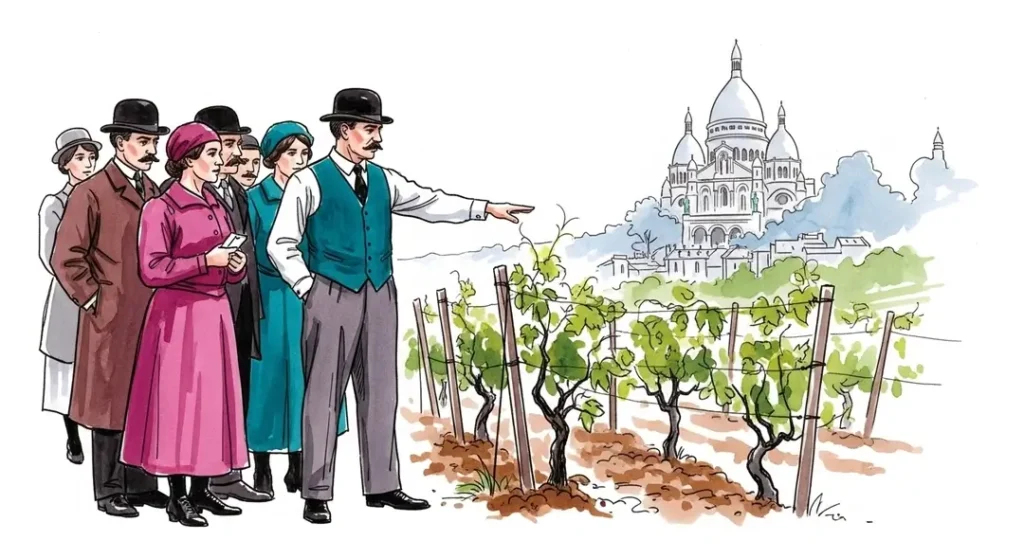 Illustration de l'histoire des vignes de Montmartre
