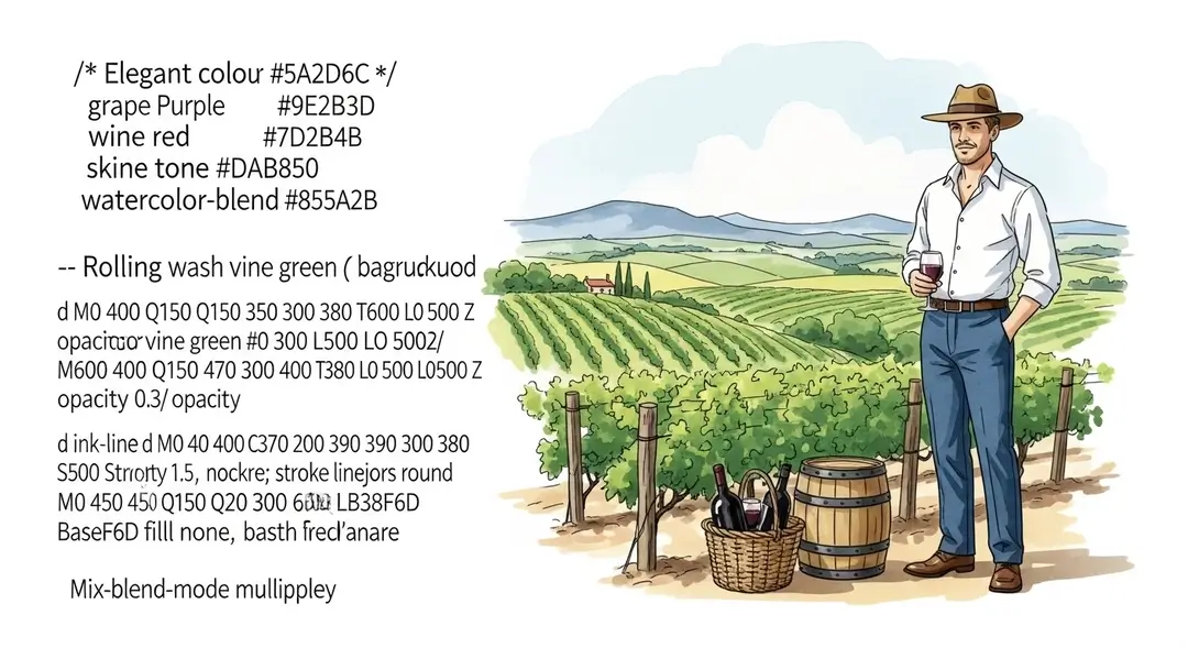 Une illustration à l'aquarelle de la fête des vendanges en France