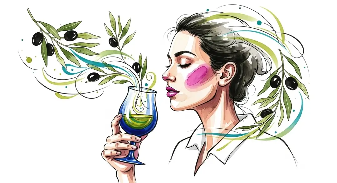 Femme réalisant une dégustation d'huile d'olive en Provence