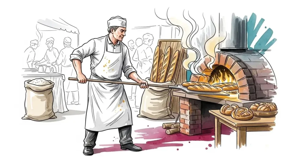 Illustration d'un artisan respectant les traditions boulangères à la Fête du Pain de Paris