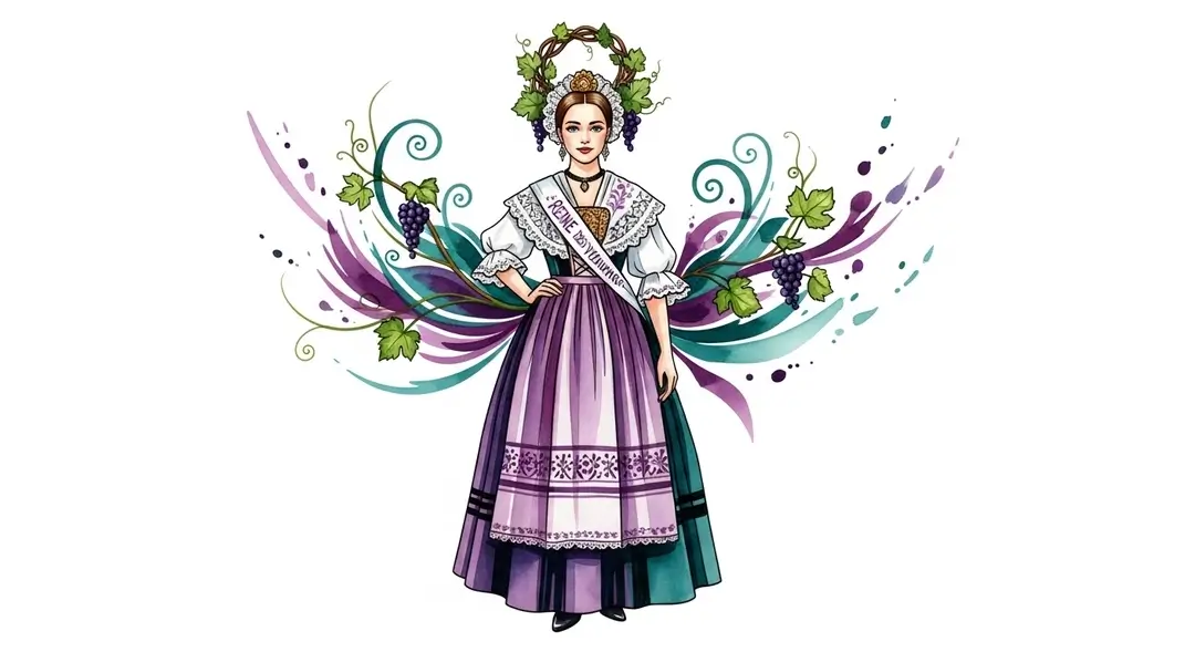 Une jeune femme en costume folklorique est couronnée reine des vendanges de Charente-Maritime
