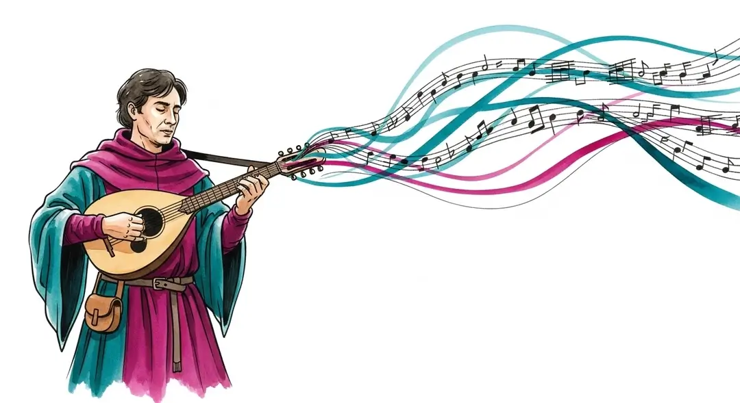 Un troubadour jouant de la vièle