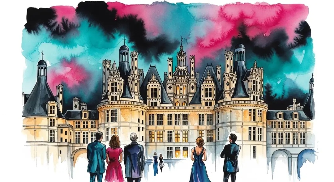 Illustration artistique des visites nocturnes au Château de Chambord durant la Nuit des Musées des châteaux de la Loire