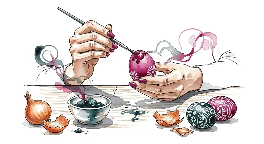 Illustration artistique de la tradition de la décoration d'œufs de Pâques en France