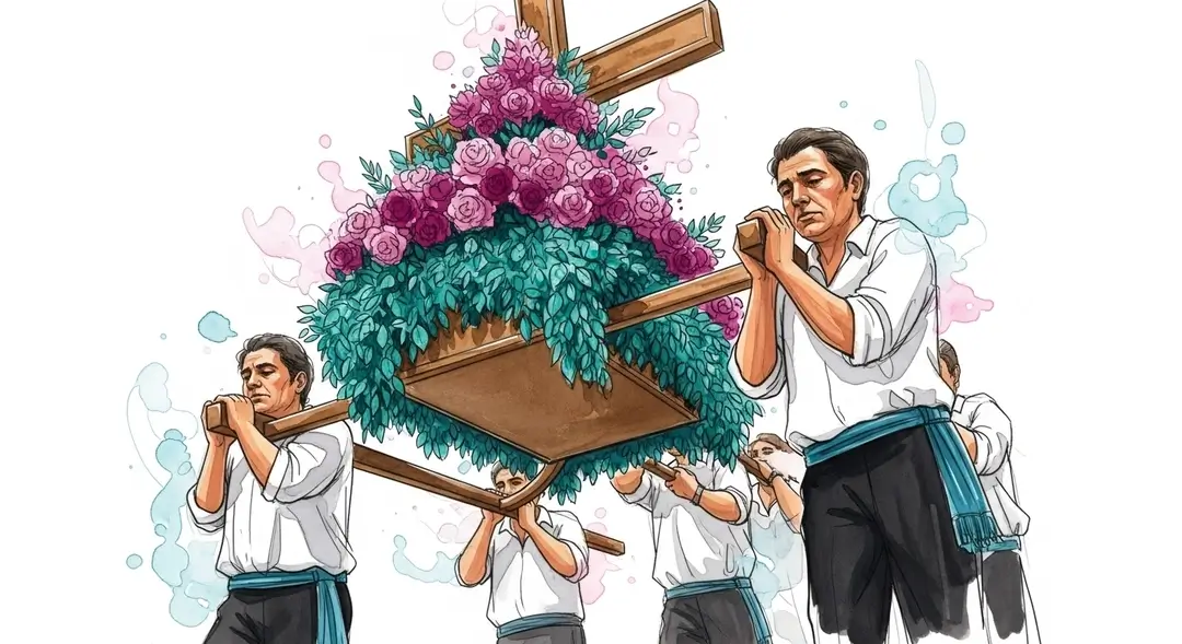 Illustration des processions de croix fleuries