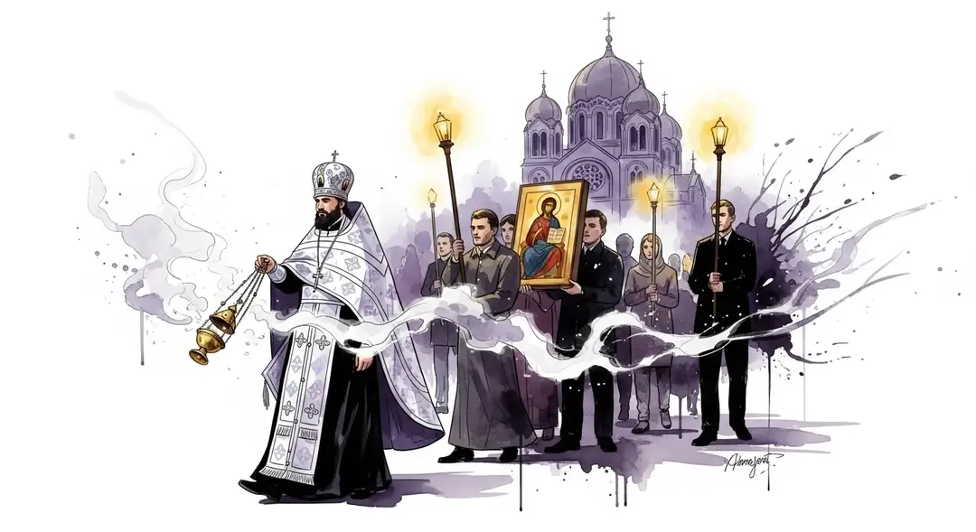 Illustration des processions pour la Pâques orthodoxe russe à Nice
