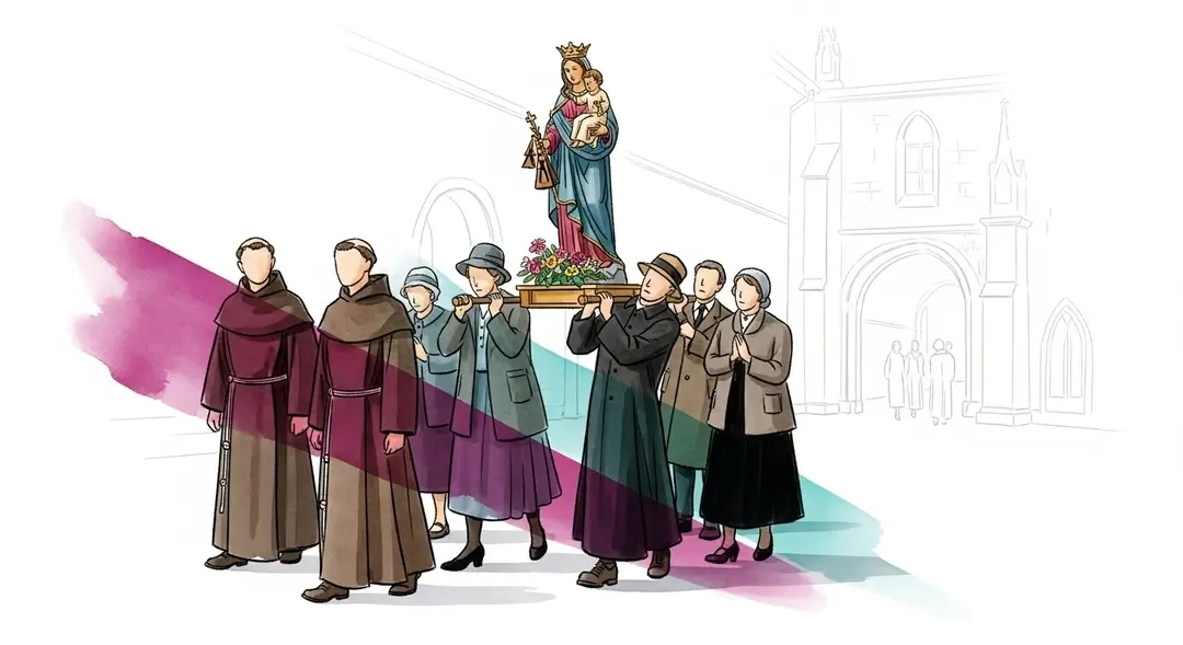 Aquarelle des pèlerinages marials dans les couvents carmélites