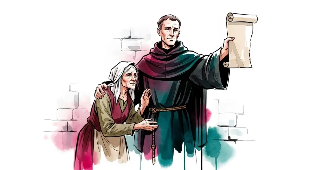 Illustration de style aquarelle montrant Saint Yves