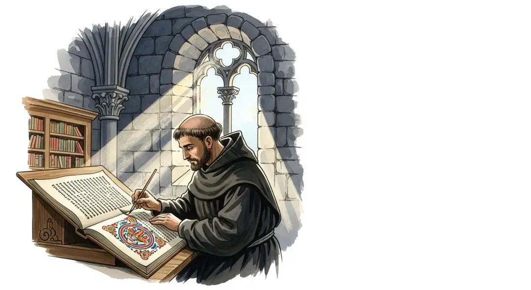 Illustration d'un moine copiste