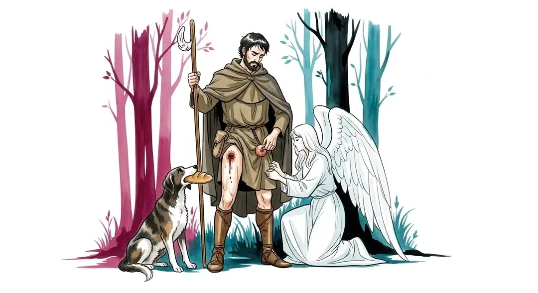 Iconographie de Saint Roch : le saint protecteur contre la peste montre son bubon