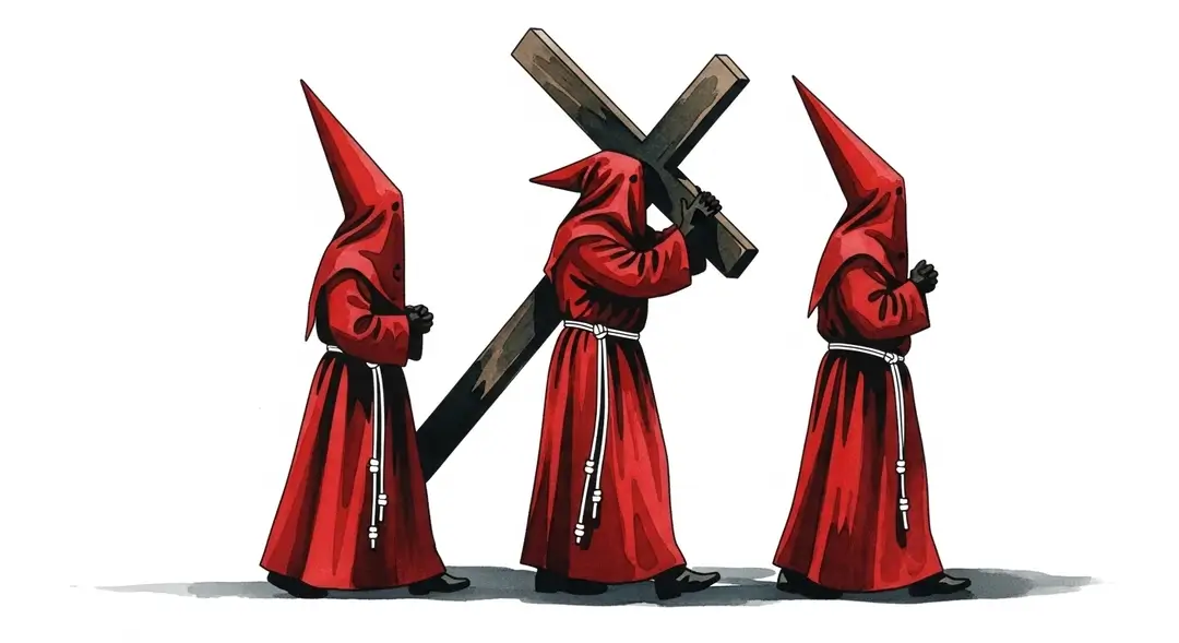 Illustration des pénitents de la Procession de la Sanch
