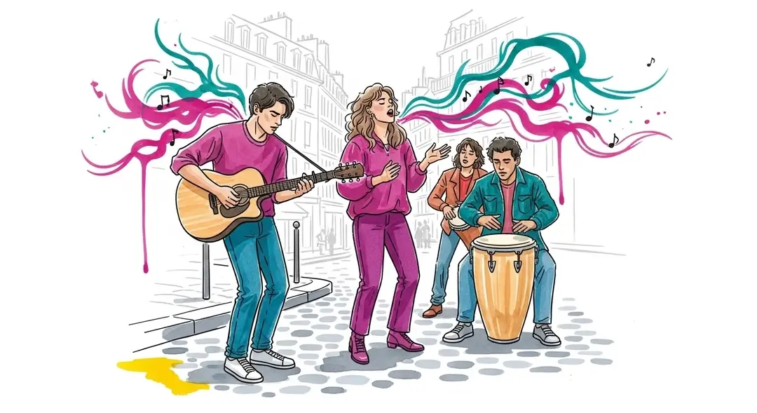 Une illustration montrant l'origine de la Fête de la Musique le 21 juin 1982