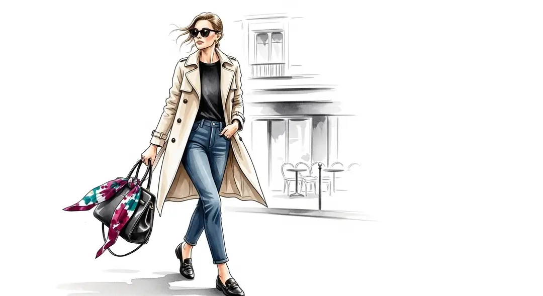 Illustration d'une femme incarnant le style vestimentaire parisien