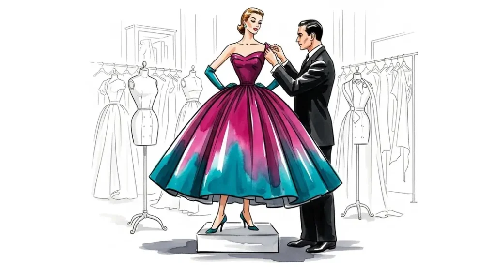 Illustration d'un atelier de haute couture dans la capitale de la mode