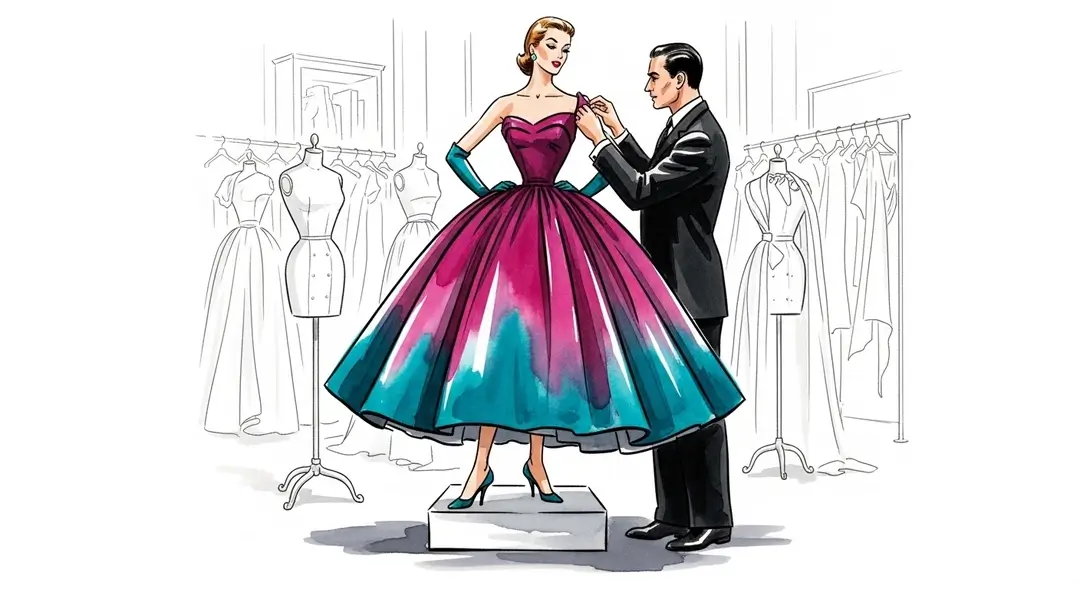 Illustration d'un atelier de haute couture dans la capitale de la mode