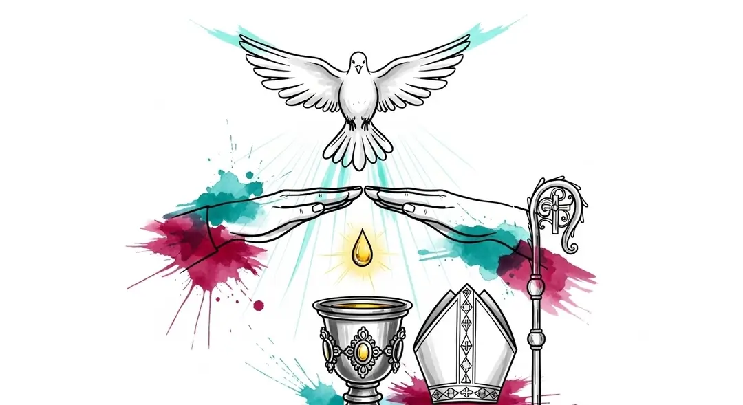 Illustration symbolique du déroulement de la confirmation catholique en France : la colombe de l'Esprit Saint