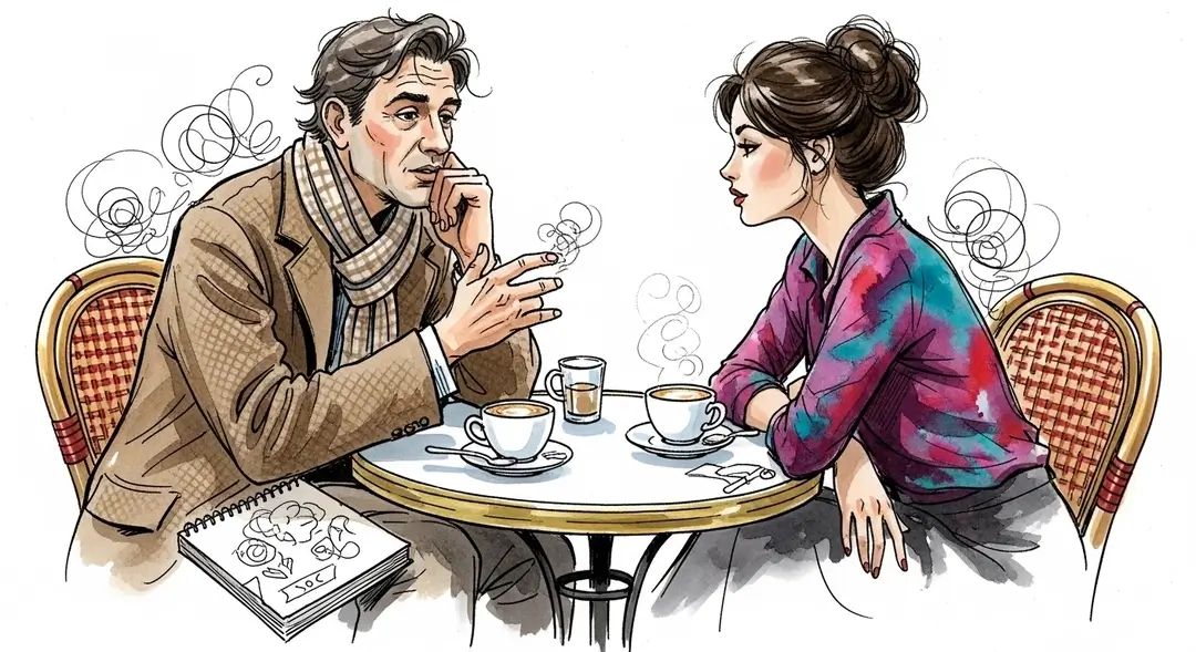 Couple sur un café terrasse à Montmartre