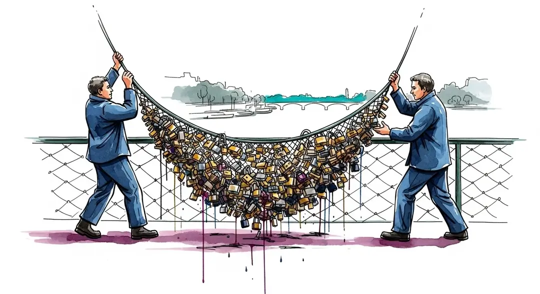 Illustration de l'histoire des cadenas d'amour du Pont des Arts