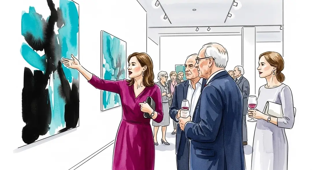 Illustration d'un vernissage en musée de province