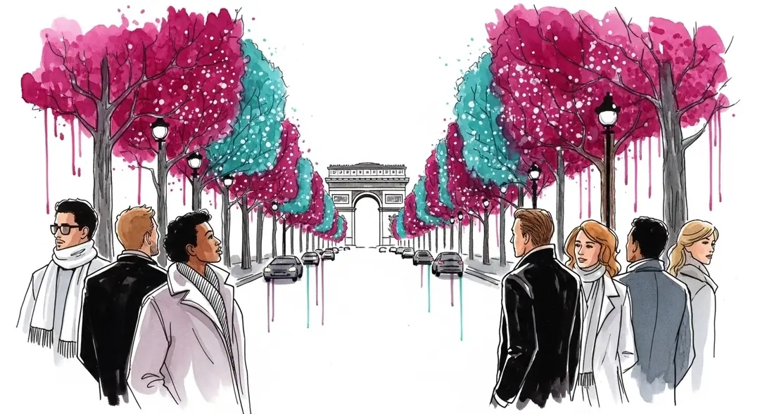 Illustration de la tradition de Noël à Paris : les illuminations des Champs-Élysées