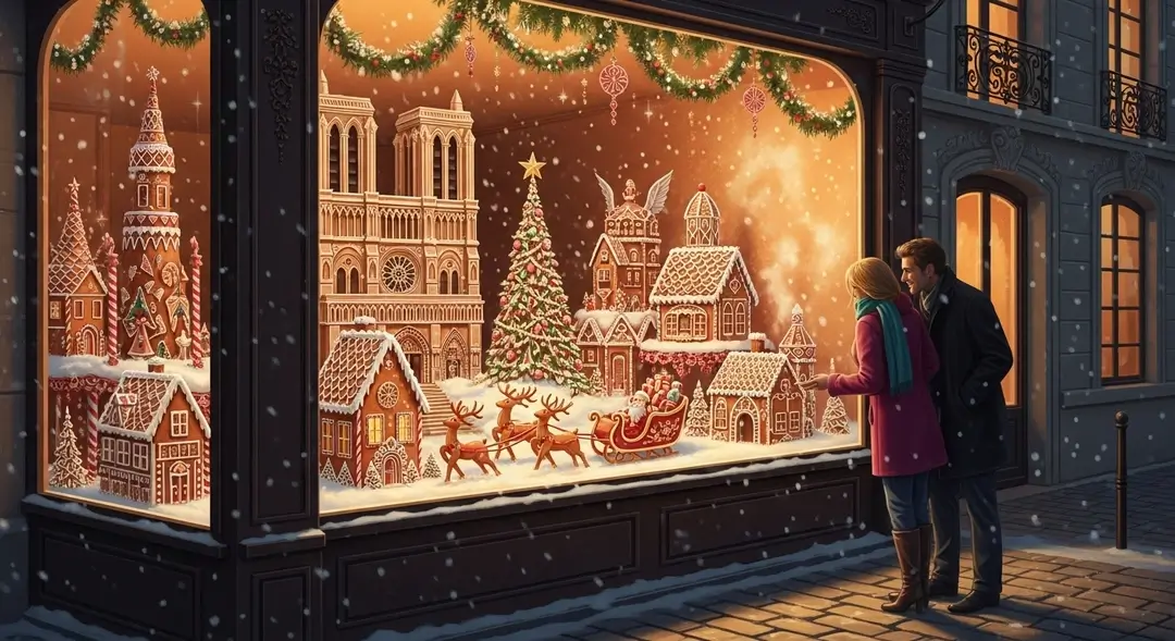 Illustration d'un concours de vitrine de Noël