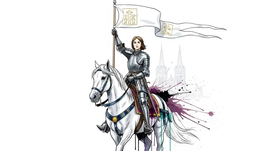 Jeanne d'Arc Orléans menant la procession du 8 mai qui célèbre la libération de la ville durant les Fêtes johanniques.