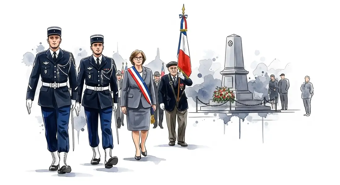 Illustration du rôle de la gendarmerie dans les défilés civiques au sein des petites communes